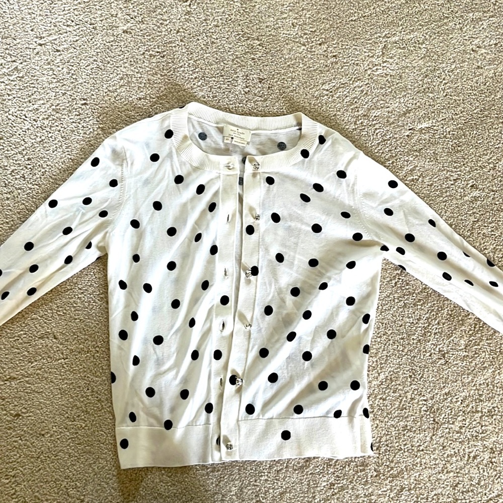 Kate spade black and white polka dot cardigan